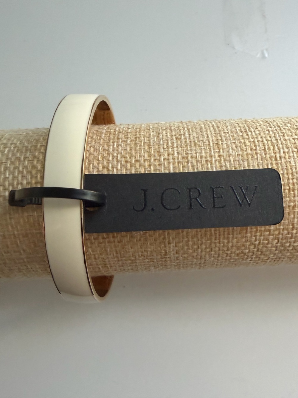 J. Crew Cream Enamel and GoldTone Bangle Bracelet